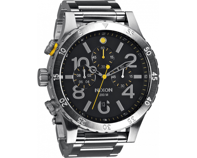 NIXON 48-20 CHRONO SILVER BLACK - 時計