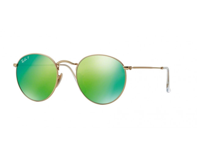 ray ban round gold green