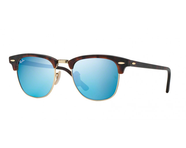 Ray-Ban Clubmaster Sand Havana Gold Crystal Grey Mirror Blue - RB3016  1145/17 - Sunglasses - IceOptic