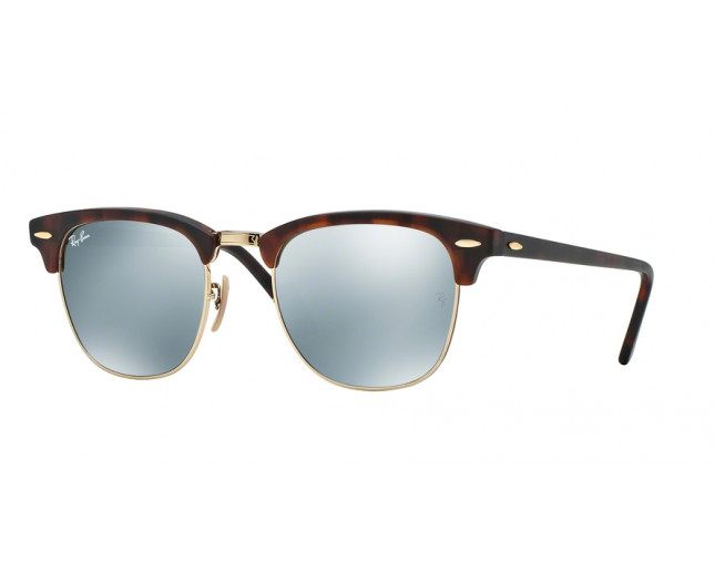 Ray-Ban Clubmaster Sand Havana Gold Crystal Light Green Mirror Silver -  RB3016 1145/30 - Lunettes de soleil - IceOptic
