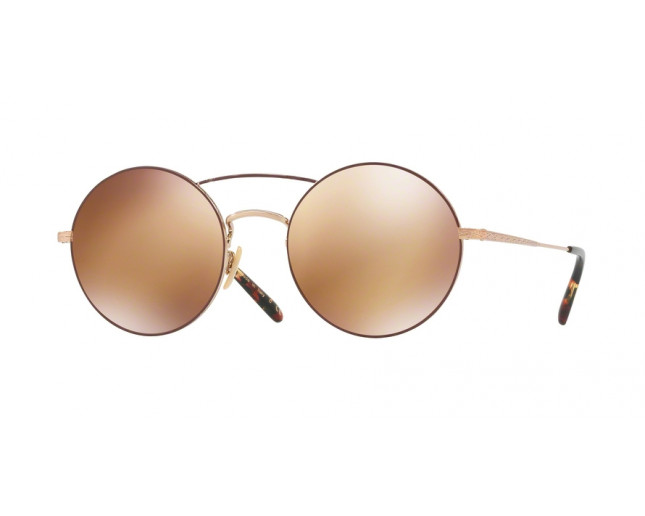 Oliver Peoples Nickol Rose Gold Burgundy Peach Gold Mirror - OV1214S 50377T  ICE - Sunglasses - IceOptic