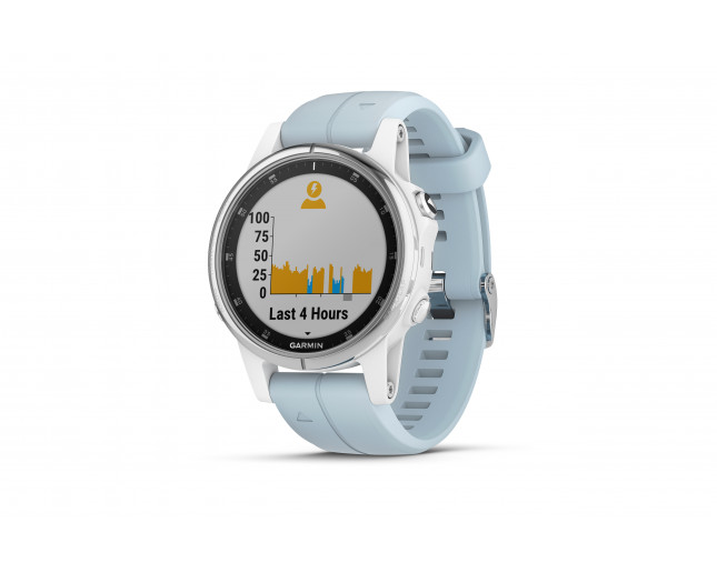 Garmin Fénix 5S Plus HR Silver blanche avec bracelet bleu lagon  010-01987-23 Multisports Watches and Outdoor GPS IceOptic