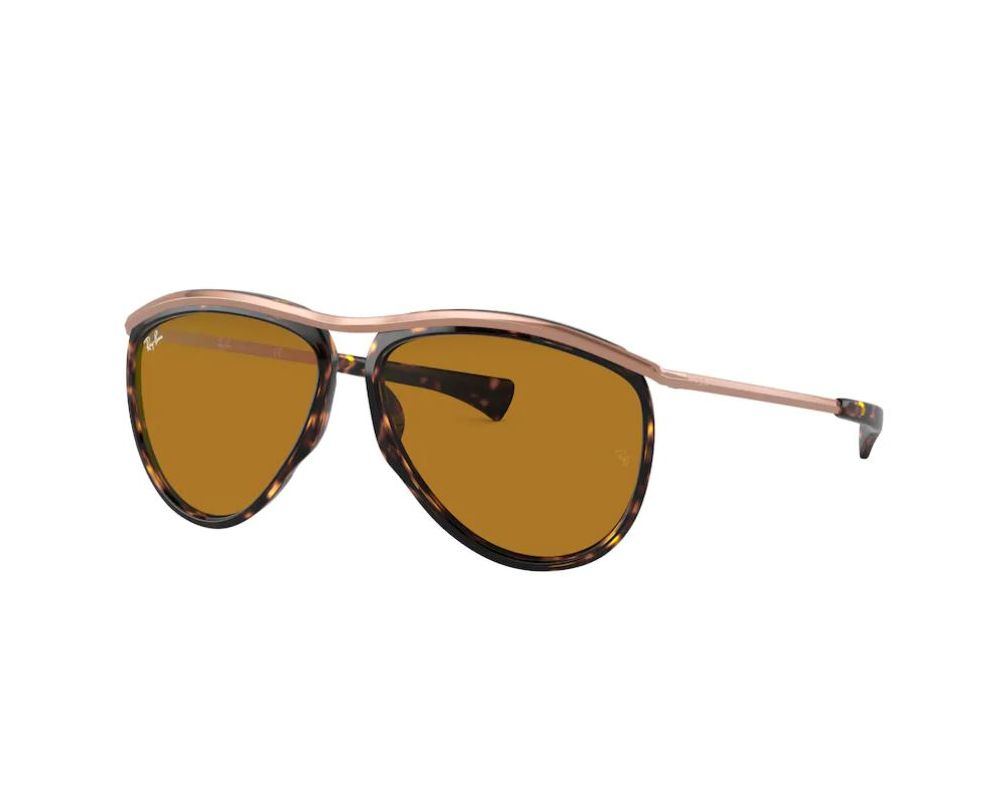 Ray-Ban Olympian Aviator Shiny Havana Brown - RB2219 ...