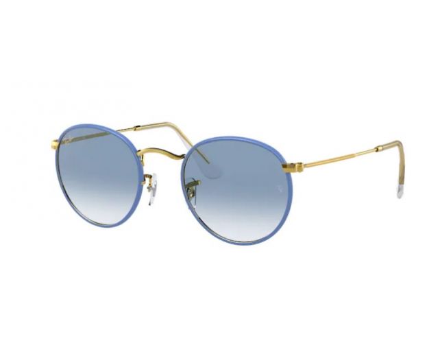 Ray-Ban Round Full Color Light Blue On Legend Gold Clear Gradient Blue -  RB3447JM 9196/3F - Sunglasses - IceOptic
