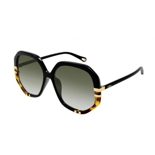 Chloé CH0105S Black Tortoise - Green Lenses