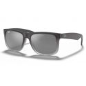 Ray-Ban Justin Rubber Grey/Grey Transparent Grey Silver Mirror Gradient 