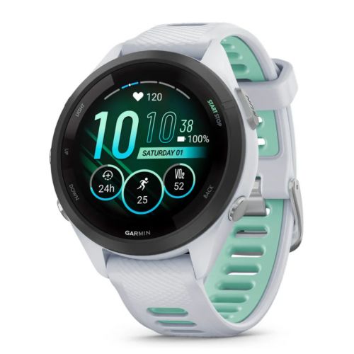 Garmin Forerunner 265S Amoled blanche avec bracelet en silicone blanc/vert