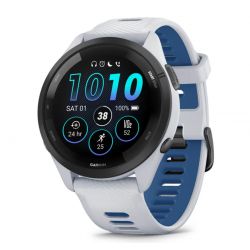 Garmin Forerunner 265 Amoled blanche avec bracelet en silicone blanc/bleu