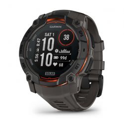 Garmin Instinct 3 SOLAR GPS Watch, Noir avec bracelet gris charbon 50mm